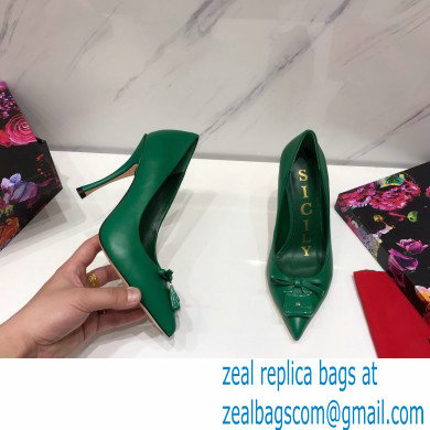 Dolce  &  Gabbana Thin Heel 10.5cm Leather Sicily Pumps Green 2021